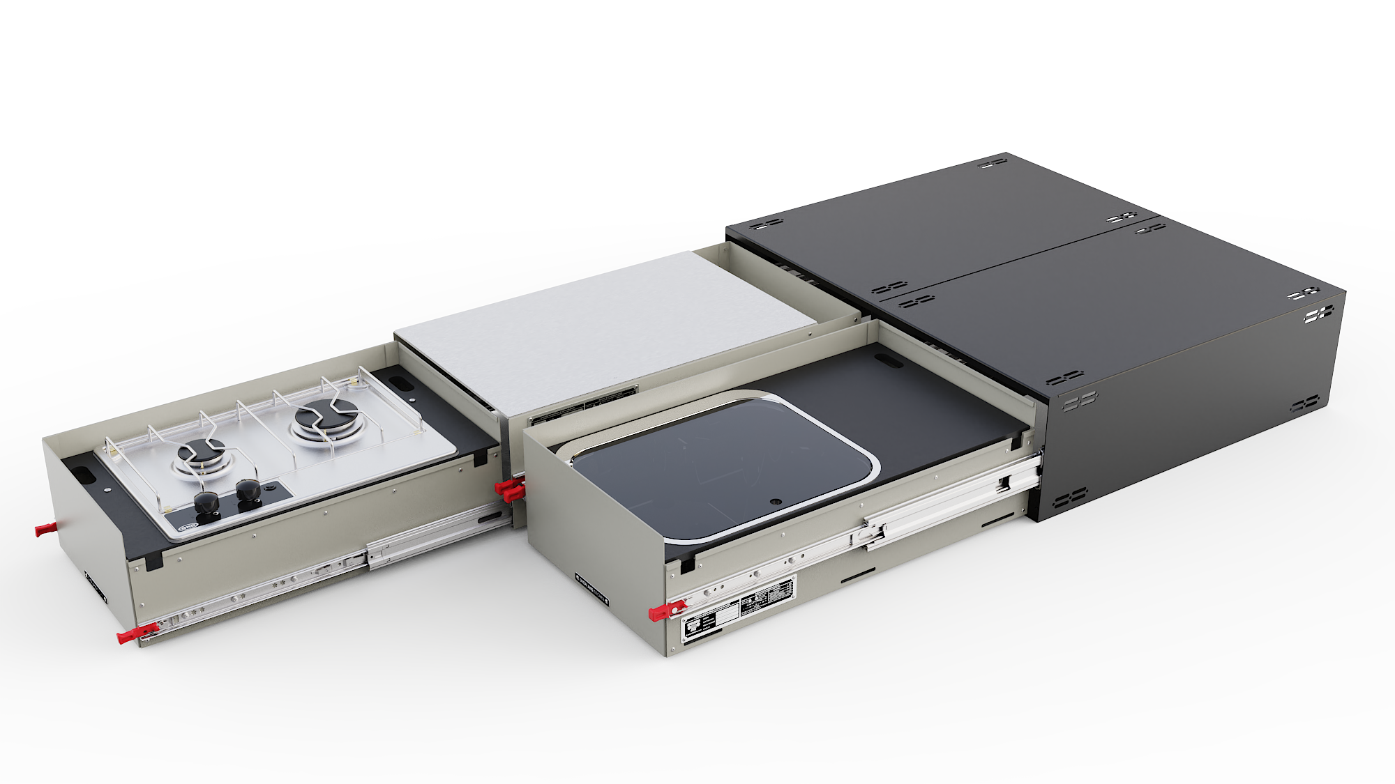 EXM2 Low Profile Drawer Cabinet for Vehicle Kitchen System